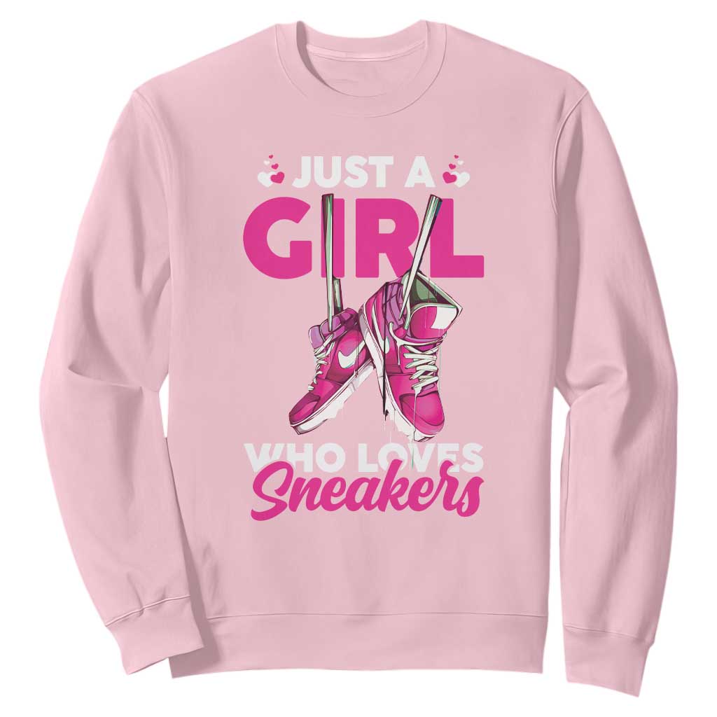 Just A Girl Who Loves Sneakers Sweatshirt TS09 Light Pink Print Your Wear