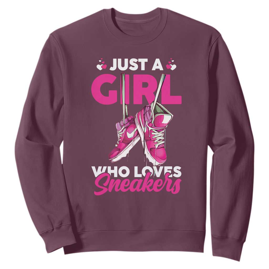Just A Girl Who Loves Sneakers Sweatshirt TS09 Maroon Print Your Wear