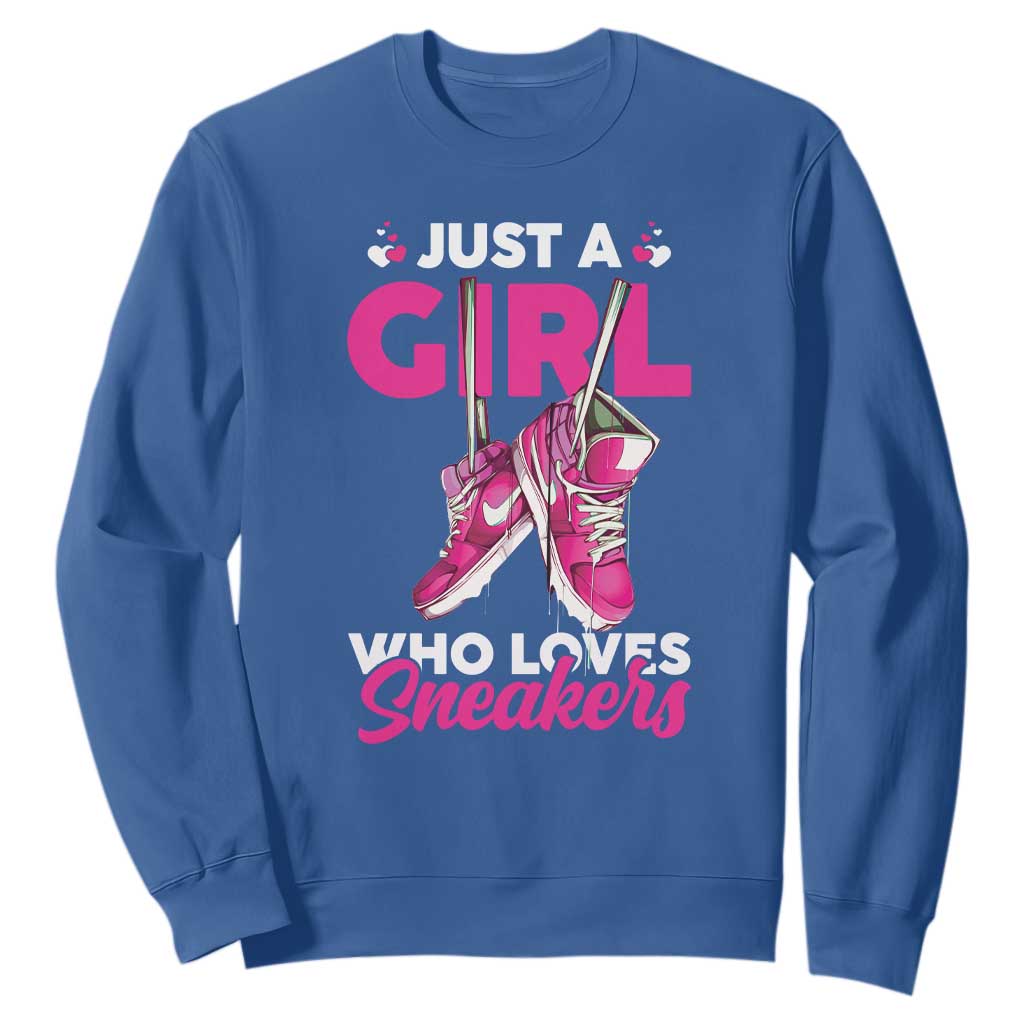 Just A Girl Who Loves Sneakers Sweatshirt TS09 Royal Blue Print Your Wear