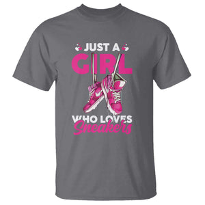 Just A Girl Who Loves Sneakers T Shirt TS09 Charcoal Print Your Wear