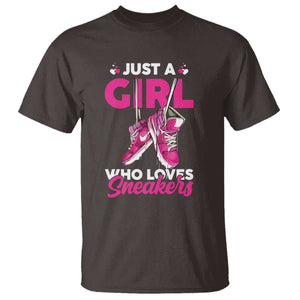 Just A Girl Who Loves Sneakers T Shirt TS09 Dark Chocolate Print Your Wear