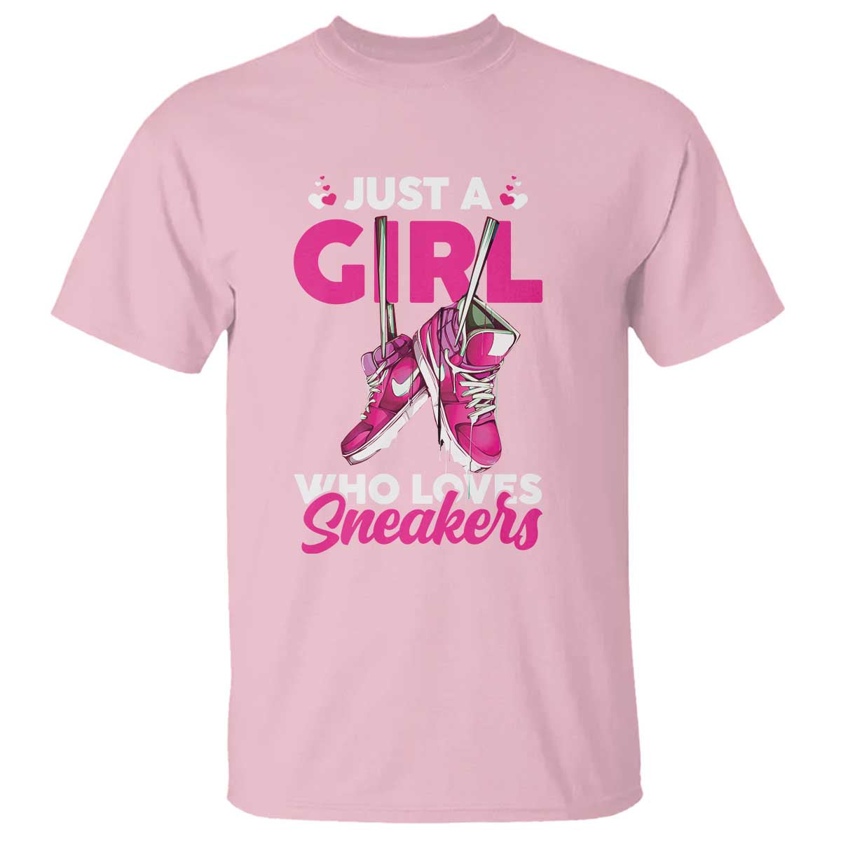 Just A Girl Who Loves Sneakers T Shirt TS09 Light Pink Print Your Wear
