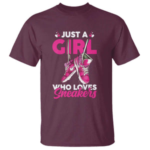 Just A Girl Who Loves Sneakers T Shirt TS09 Maroon Print Your Wear