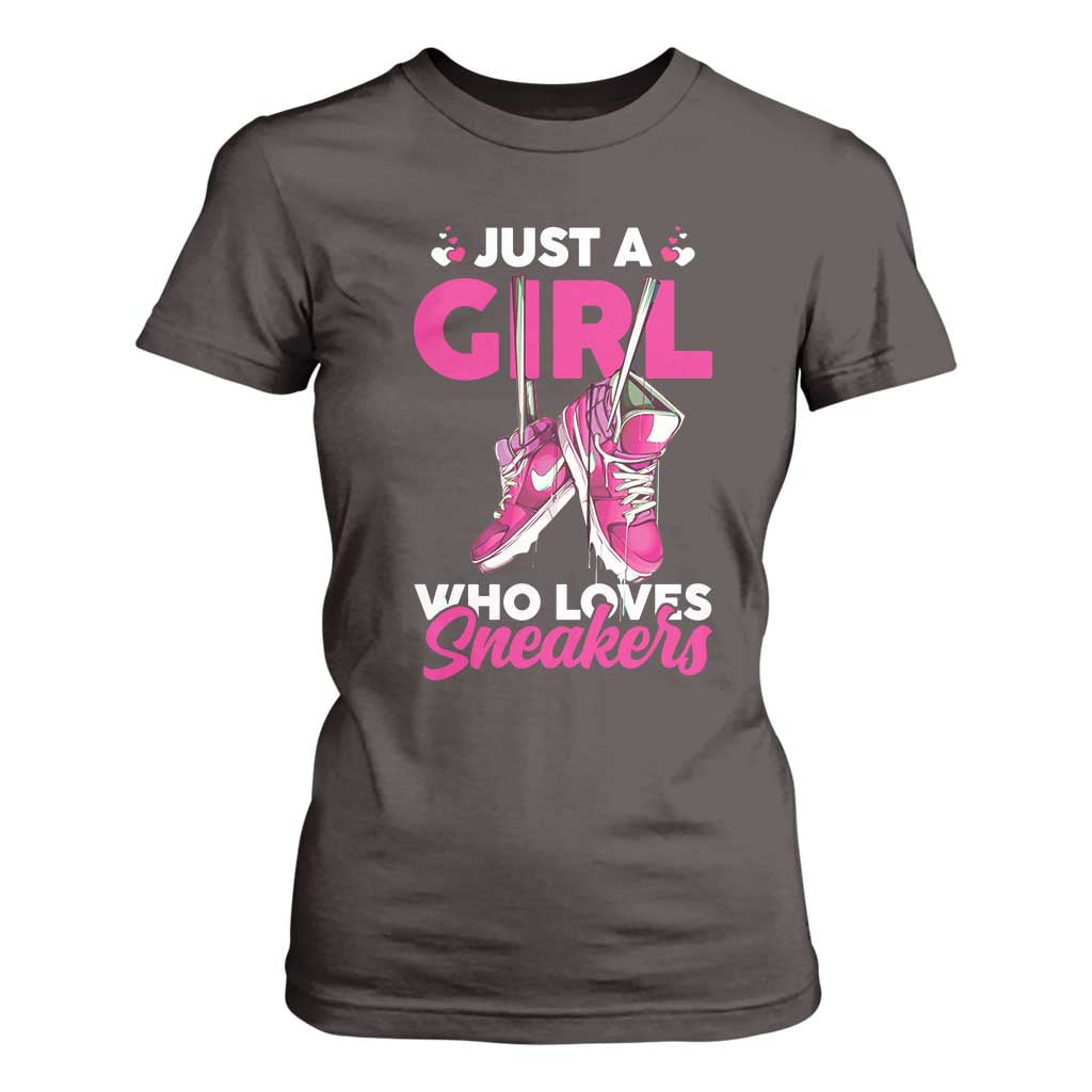 Just A Girl Who Loves Sneakers T Shirt For Women TS09 Dark Chocolate Print Your Wear