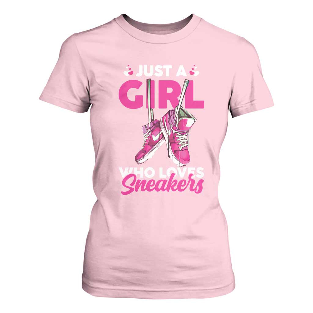 Just A Girl Who Loves Sneakers T Shirt For Women TS09 Light Pink Print Your Wear