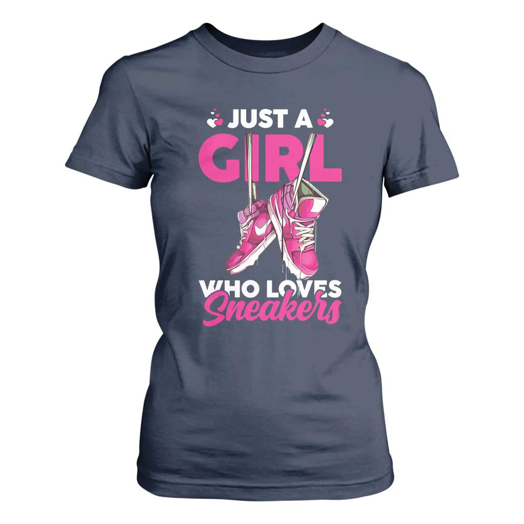 Just A Girl Who Loves Sneakers T Shirt For Women TS09 Navy Print Your Wear