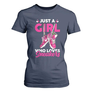 Just A Girl Who Loves Sneakers T Shirt For Women TS09 Navy Print Your Wear