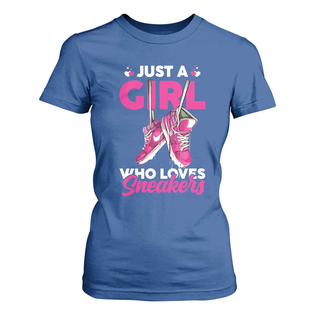 Just A Girl Who Loves Sneakers T Shirt For Women TS09 Royal Blue Print Your Wear