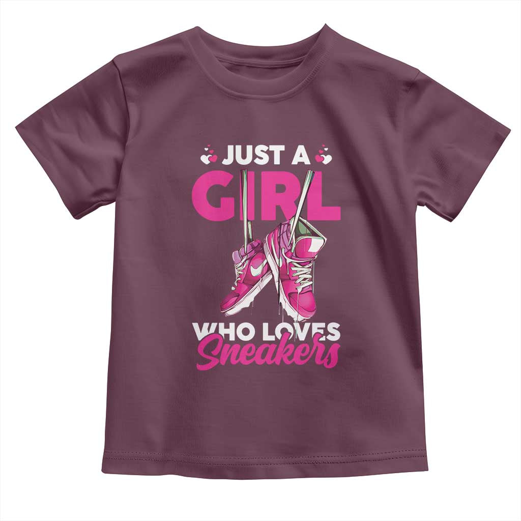 Just A Girl Who Loves Sneakers Toddler T Shirt TS09 Maroon Print Your Wear
