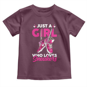 Just A Girl Who Loves Sneakers Toddler T Shirt TS09 Maroon Print Your Wear