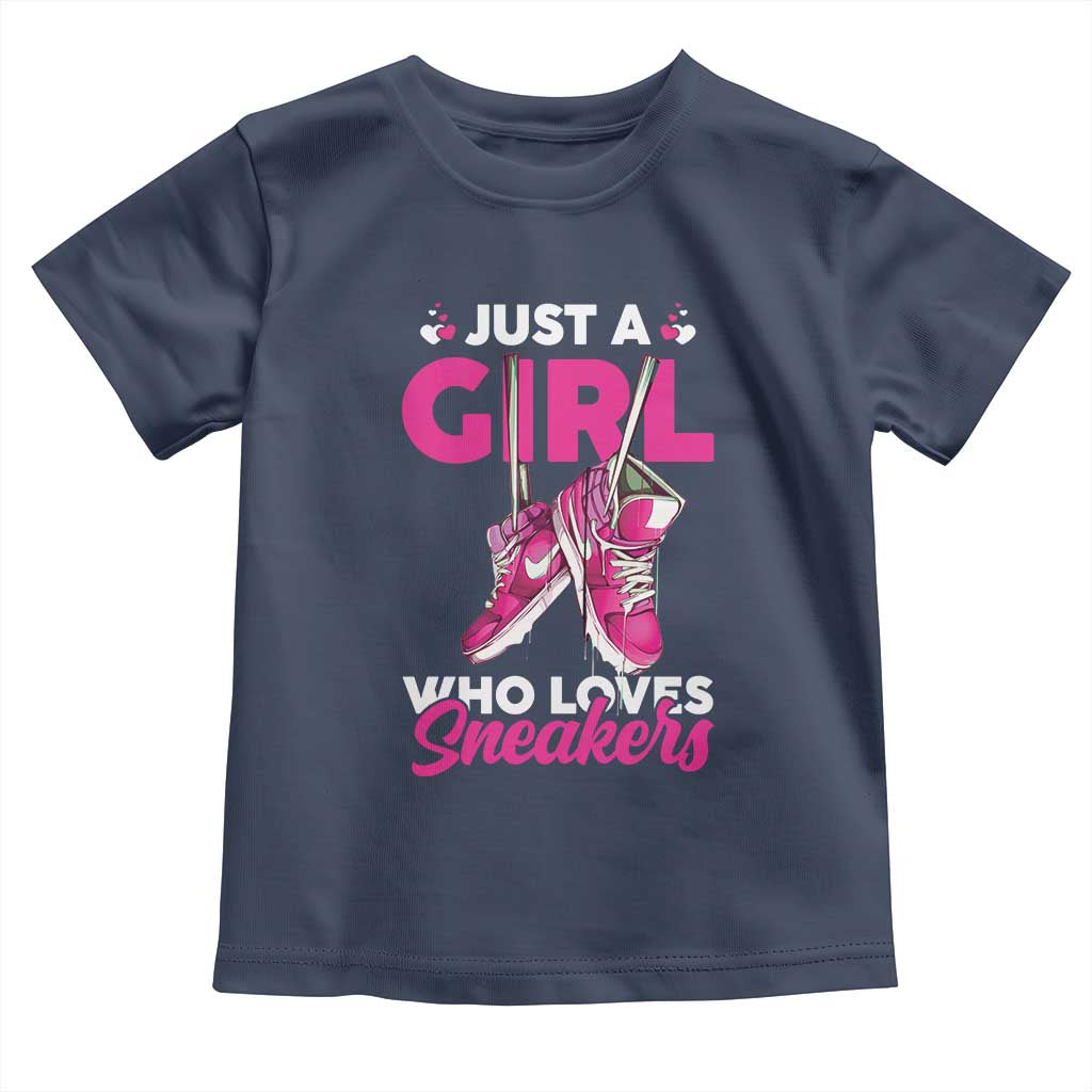 Just A Girl Who Loves Sneakers Toddler T Shirt TS09 Navy Print Your Wear