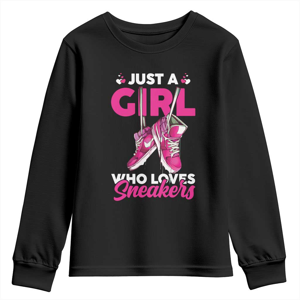 Just A Girl Who Loves Sneakers Youth Sweatshirt TS09 Black Print Your Wear