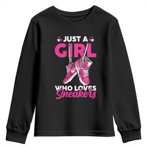 Just A Girl Who Loves Sneakers Youth Sweatshirt TS09 Black Print Your Wear
