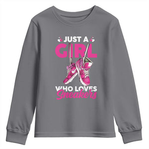 Just A Girl Who Loves Sneakers Youth Sweatshirt TS09 Charcoal Print Your Wear