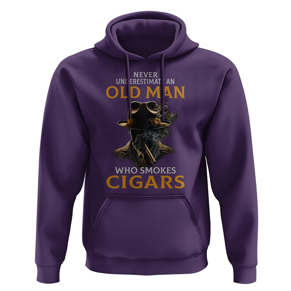 Never Underestimate An Old Man Who Smokes Cigars Hoodie TS09 Purple Print Your Wear