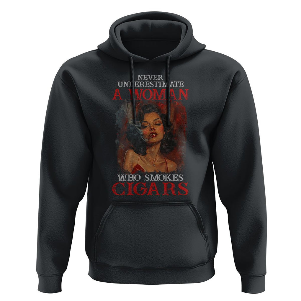 Never Underestimate A Woman Who Smokes Cigars Hoodie TS09 Black Print Your Wear