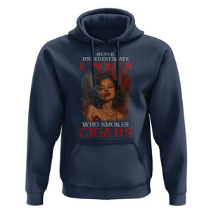 Never Underestimate A Woman Who Smokes Cigars Hoodie TS09 Navy Print Your Wear