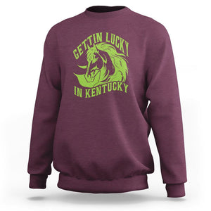 Horse Racing Sweatshirt Getting Lucky In Kentucky TS09 Maroon Print Your Wear