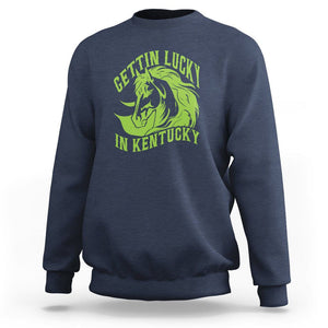 Horse Racing Sweatshirt Getting Lucky In Kentucky TS09 Navy Print Your Wear