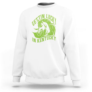 Horse Racing Sweatshirt Getting Lucky In Kentucky TS09 White Print Your Wear