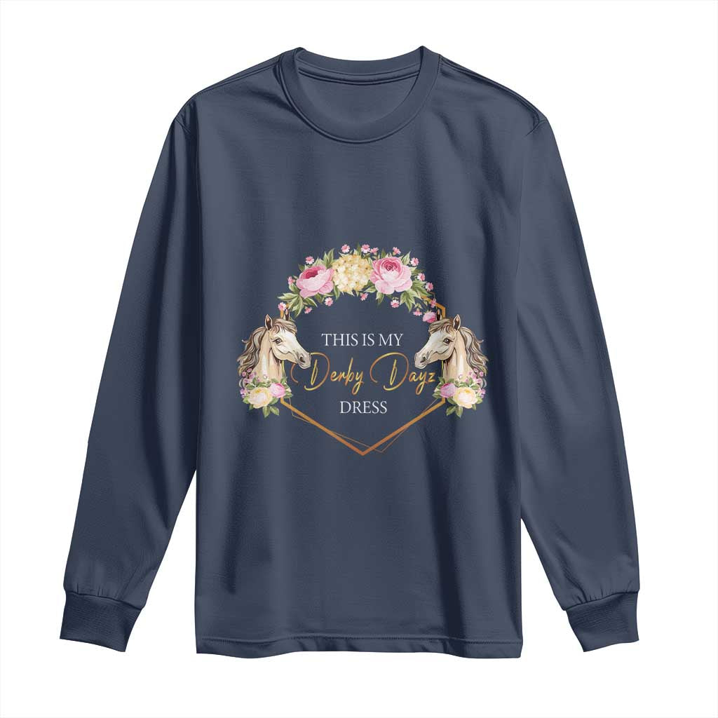 Horse Racing Long Sleeve Shirt This Is My Derby Day Dress Girl Woman TS09 Navy Print Your Wear