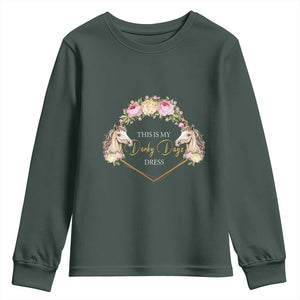 Horse Racing Youth Sweatshirt This Is My Derby Day Dress Girl Woman TS09 Dark Forest Green Print Your Wear