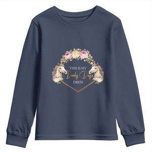 Horse Racing Youth Sweatshirt This Is My Derby Day Dress Girl Woman TS09 Navy Print Your Wear