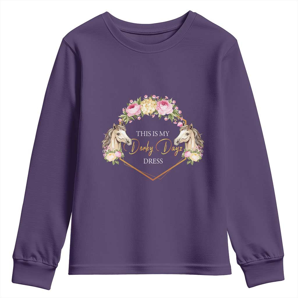 Horse Racing Youth Sweatshirt This Is My Derby Day Dress Girl Woman TS09 Purple Print Your Wear