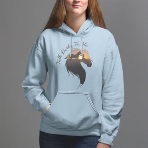 Funny Horse Racing Hoodie Talk Derby To Me Girl Woman Horse Lover TS09 Light Blue Print Your Wear