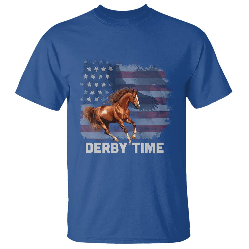 Derby Time American Flag Patriotic Horse Racing T Shirt TS09 Royal Blue Print Your Wear