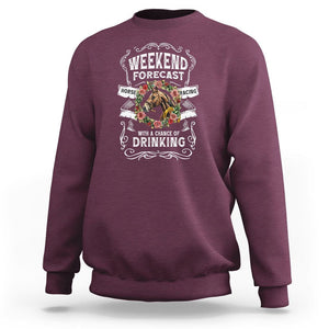 Weekend Forecast Horse Racing With A Chance Of Drinking Sweatshirt TS09 Maroon Print Your Wear