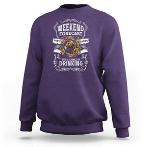 Weekend Forecast Horse Racing With A Chance Of Drinking Sweatshirt TS09 Purple Print Your Wear