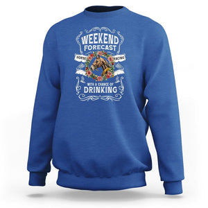 Weekend Forecast Horse Racing With A Chance Of Drinking Sweatshirt TS09 Royal Blue Print Your Wear