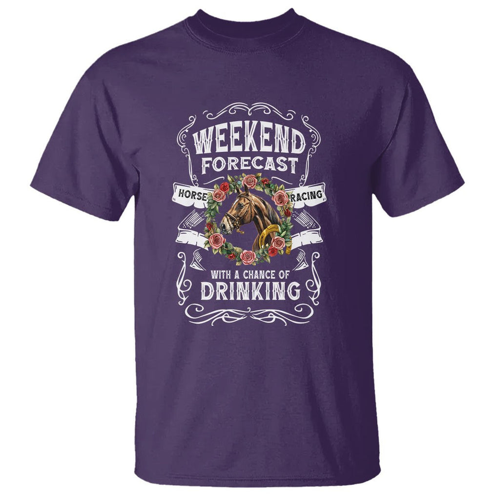 Weekend Forecast Horse Racing With A Chance Of Drinking T Shirt TS09 Purple Print Your Wear