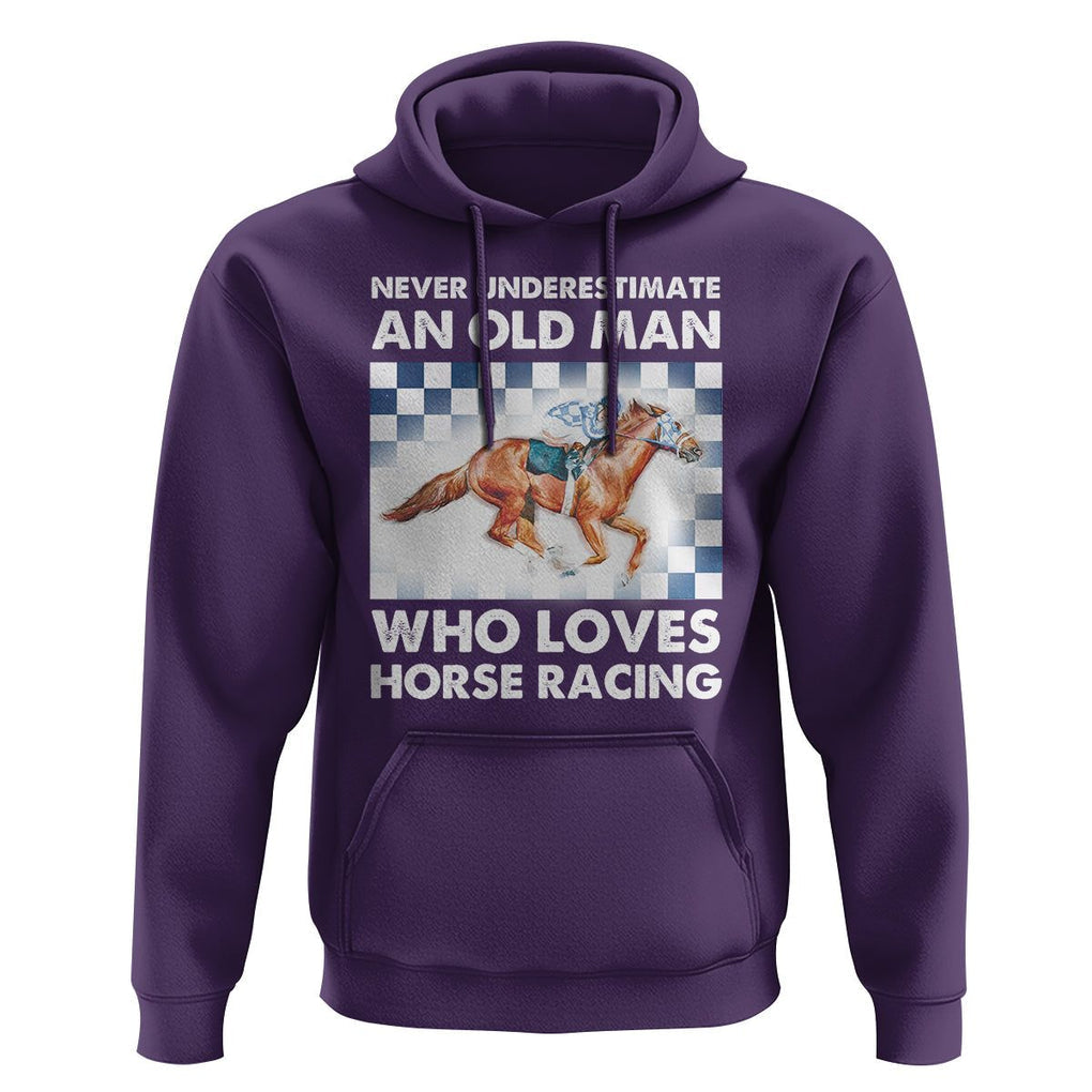 Never Underestimate An Old Man Who Loves Horse Racing Hoodie TS09 Purple Print Your Wear