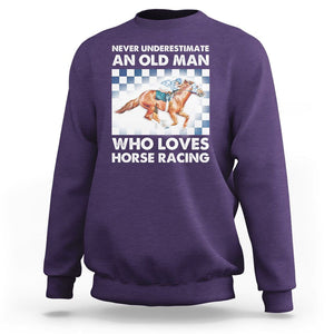 Never Underestimate An Old Man Who Loves Horse Racing Sweatshirt TS09 Purple Print Your Wear