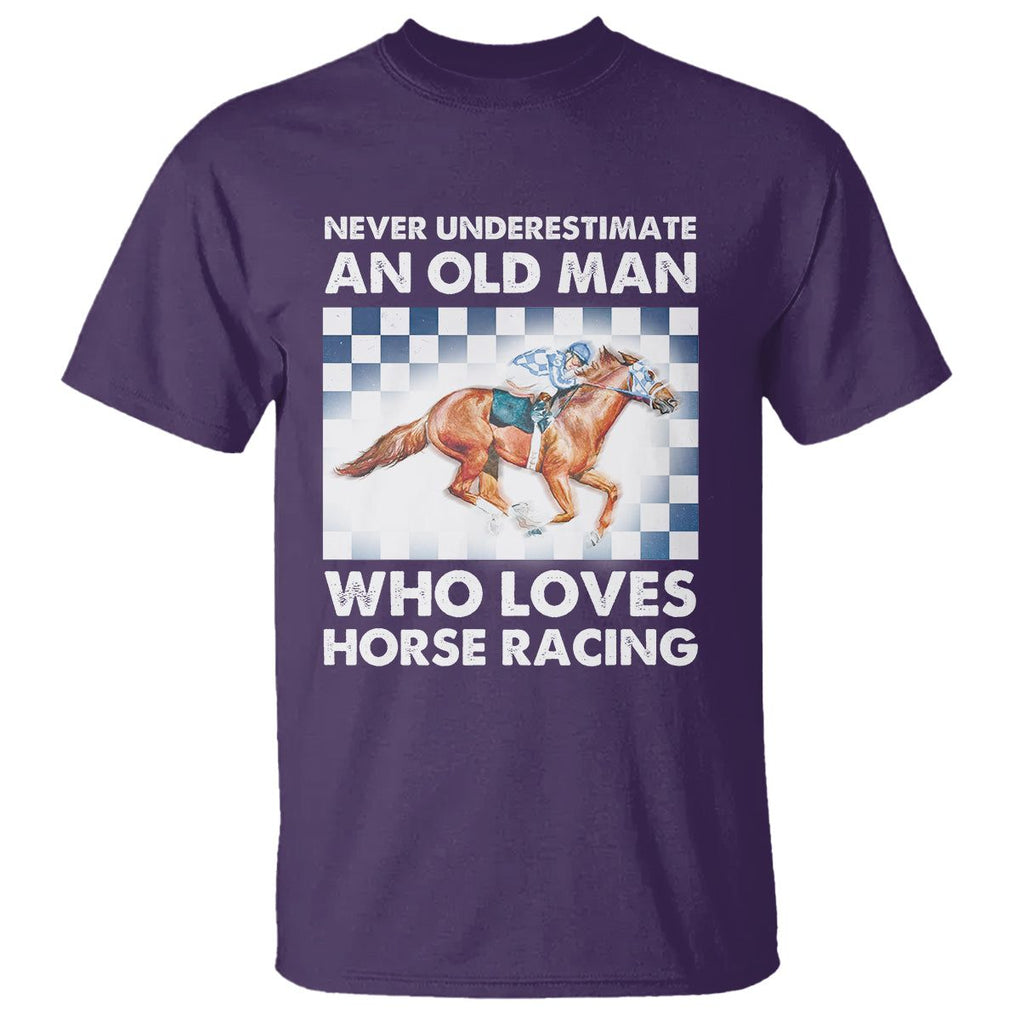 Never Underestimate An Old Man Who Loves Horse Racing T Shirt TS09 Purple Print Your Wear