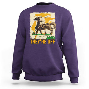 Funny Horse Racing Sweatshirt And They're Off Horses Race Lover TS09 Purple Print Your Wear
