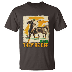 Funny Horse Racing T Shirt And They're Off Horses Race Lover TS09 Dark Chocolate Print Your Wear