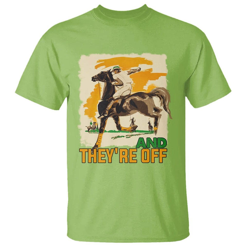 Funny Horse Racing T Shirt And They're Off Horses Race Lover TS09 Lime Print Your Wear