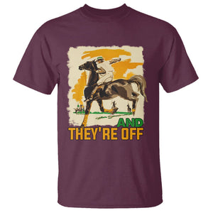 Funny Horse Racing T Shirt And They're Off Horses Race Lover TS09 Maroon Print Your Wear