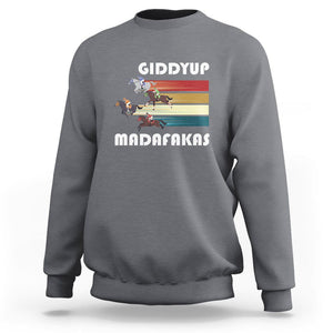 Funny Horse Racing Sweatshirt Giddy Up Madafakas Horses Race Lover TS09 Charcoal Print Your Wear