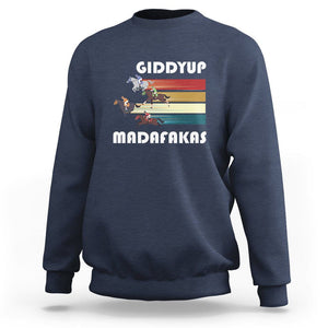 Funny Horse Racing Sweatshirt Giddy Up Madafakas Horses Race Lover TS09 Navy Print Your Wear