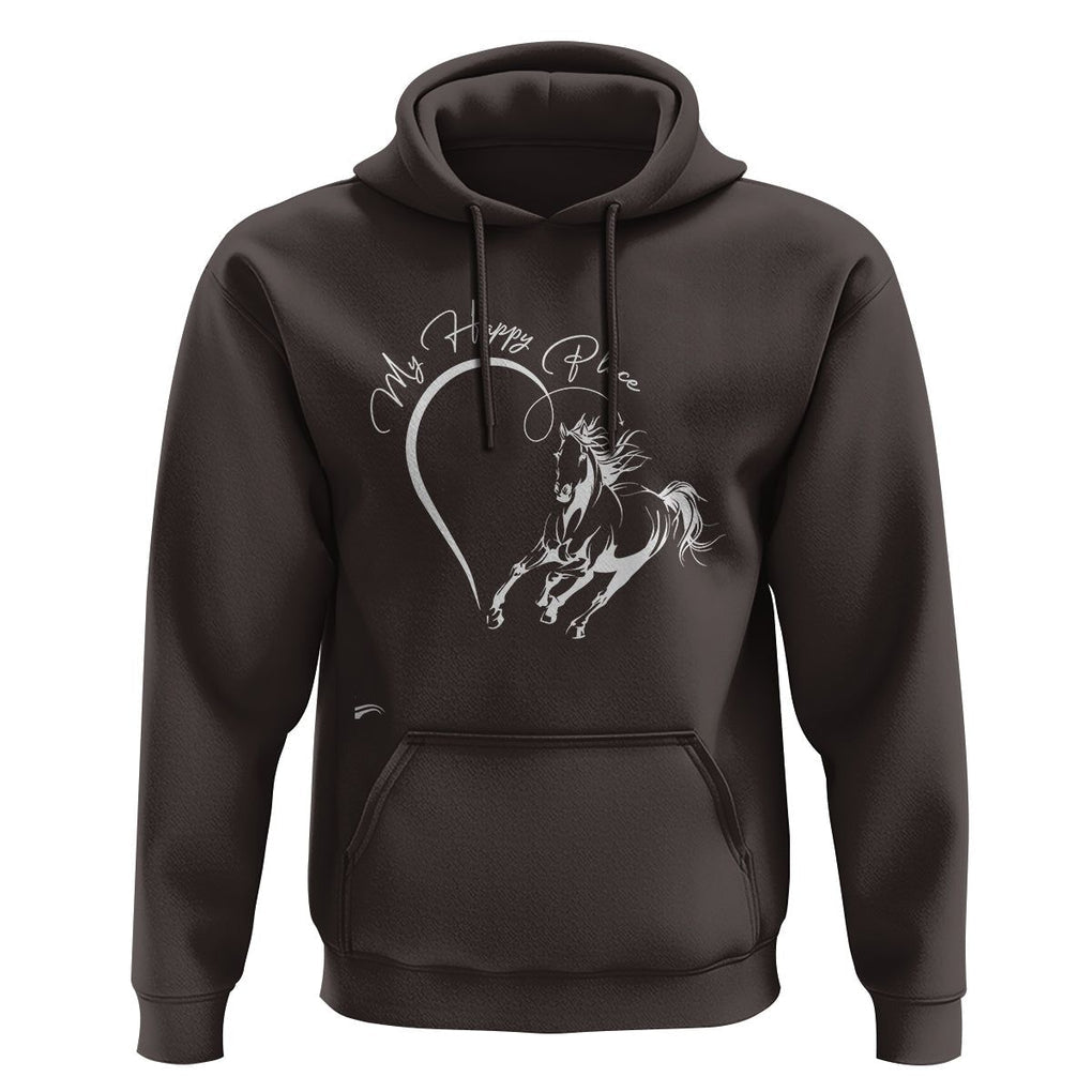 Horse Lover Hoodie My Happy Place Horseback Riding TS09 Dark Chocolate Print Your Wear