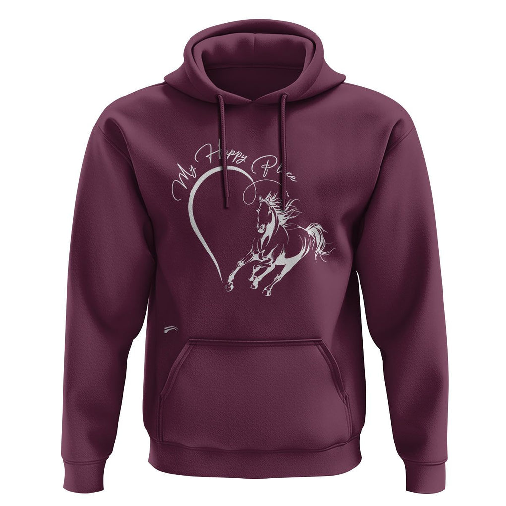 Horse Lover Hoodie My Happy Place Horseback Riding TS09 Maroon Print Your Wear