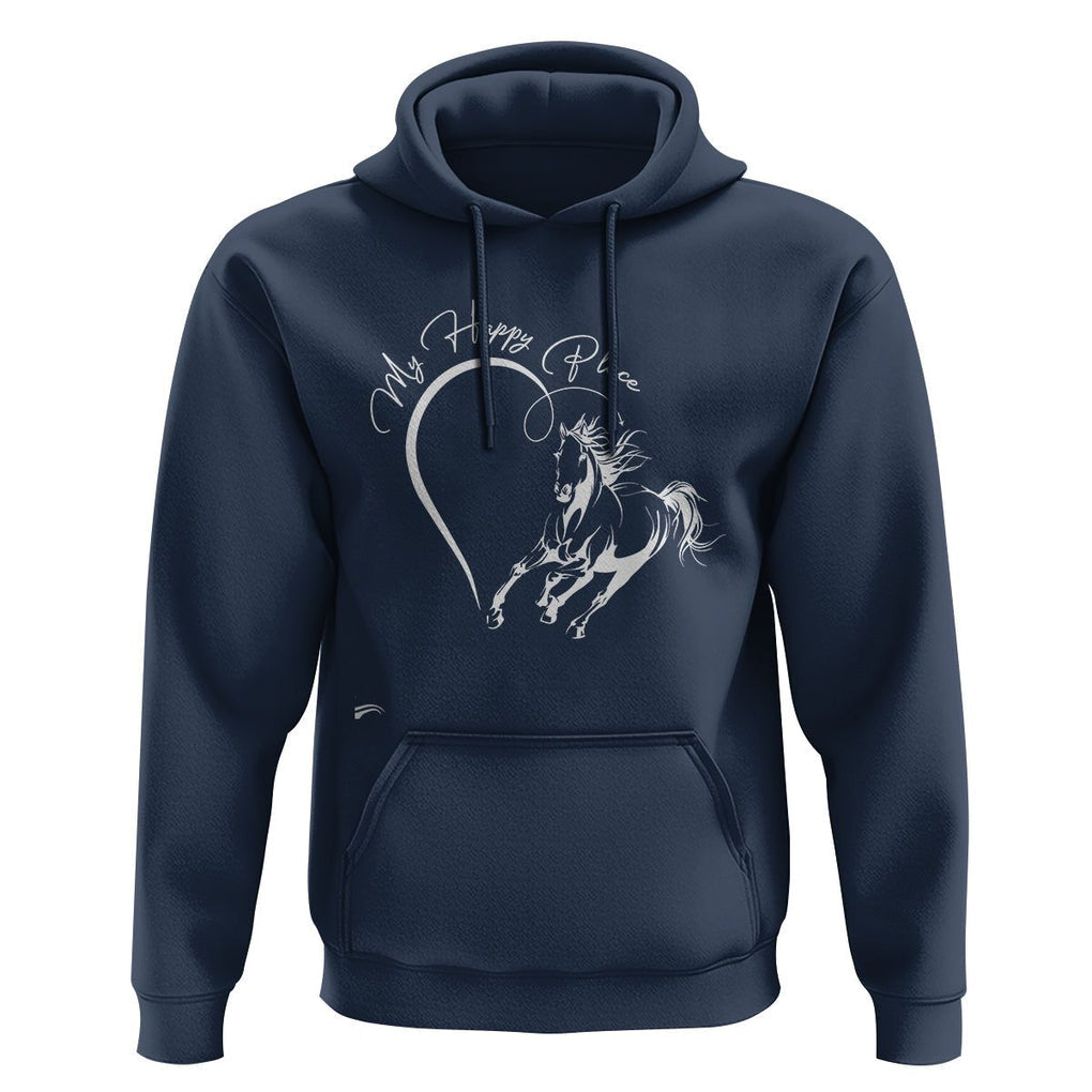 Horse Lover Hoodie My Happy Place Horseback Riding TS09 Navy Print Your Wear