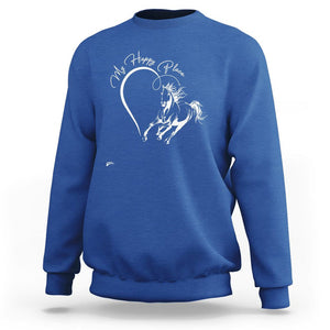 Horse Lover Sweatshirt My Happy Place Horseback Riding TS09 Royal Blue Print Your Wear