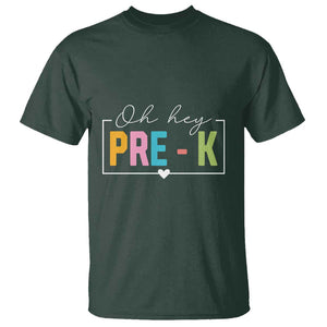 Pre-School Teacher T Shirt Oh Hey Pre-K TS09 Dark Forest Green Print Your Wear