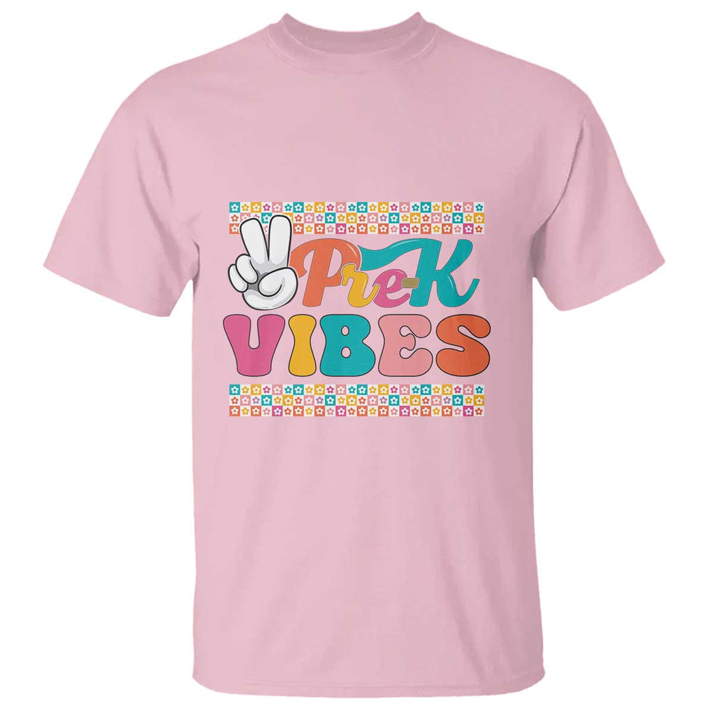 Pre-K Vibes Teacher Kids Back To School T Shirt TS09 Light Pink Print Your Wear