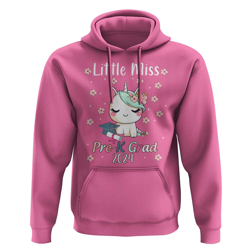 Pre-School Graduation Hoodie Little Miss Pre-K Grad 2024 Cute Unicorn TS09 Azalea Print Your Wear